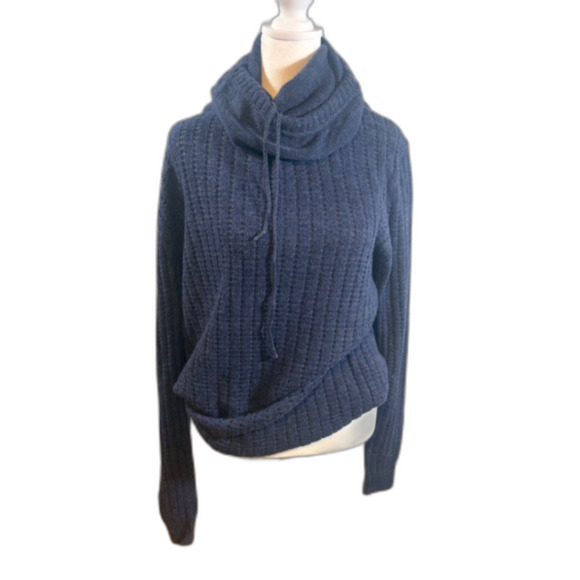 Autumn Cashmere Cowl Neck Sweater XL Wool Cashmere Blend Blue Luxury Knit - Picture 1 of 10